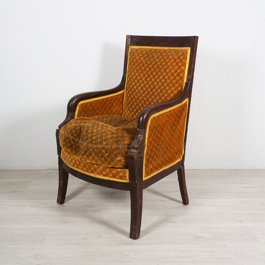 Ensemble De 2 Fauteuils De Style Restauration Montants En Acajou Ensemble De 2 Fauteuils De Style Restauration Montants En Acajou